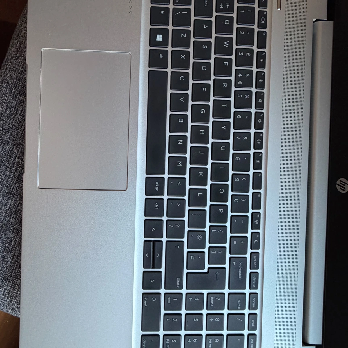 HP ProBook 455 G7 Laptop keyboard and touchpad view